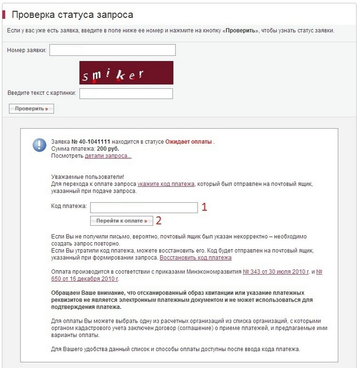 Проверить статус и перейти к оплате