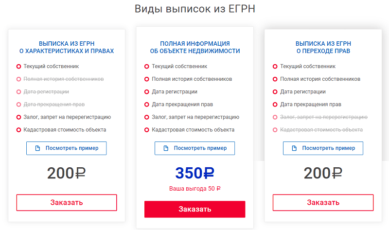 Заказ декларации USRN для контроля квартиры, шаг №3 - выбор выписки