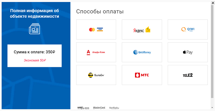 Порядок выписки ЕГРН по контролю квартиры, шаг №5 - выбор платежа